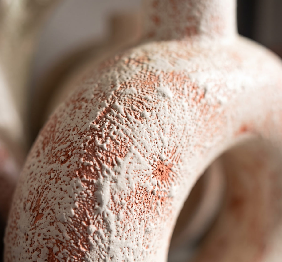 Sculptural Ring Vase – Terracotta Coral - Detailed Artisan View 4 | House of Mandana