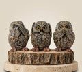 The Wise Owl Trio Figurine Ensemble - Handcrafted Solid Luxury Figurines & Sculptures | House of Mandana