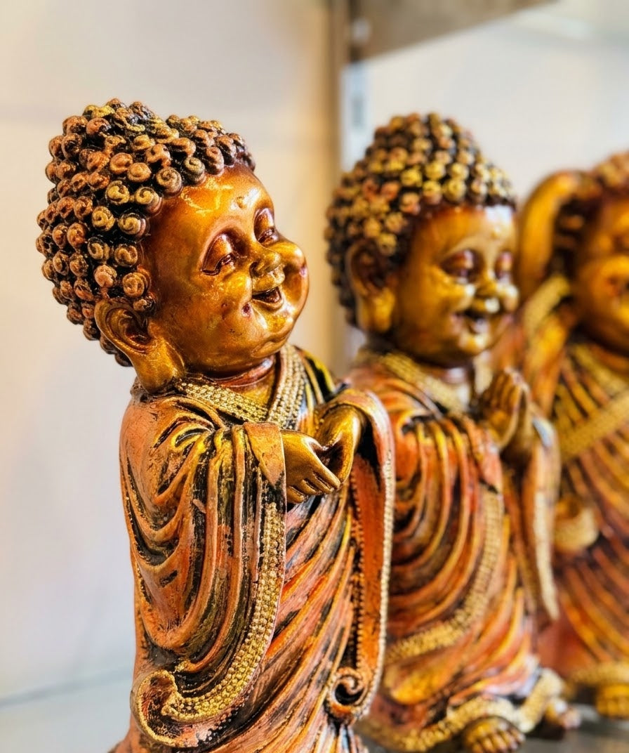 Joyful Dharma Little Monk Set of 3 Statues
