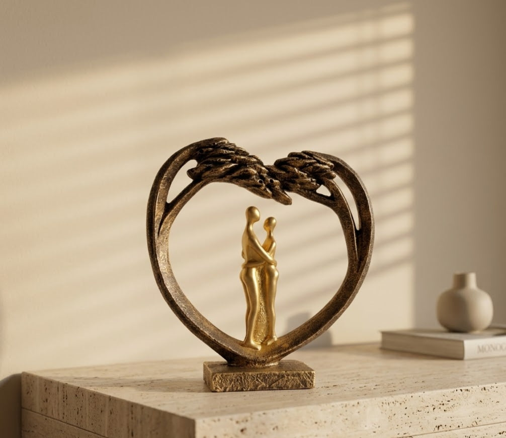 Eternal Bond Couple Heart-Framed Modern Sculpture