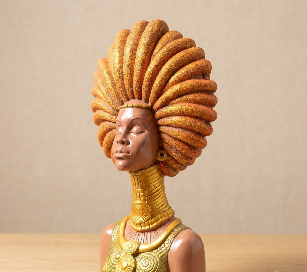 Abstract Muse Woman Face Bust Sculpture - Master Artisan Craftsmanship & Detail Angle | House of Mandana