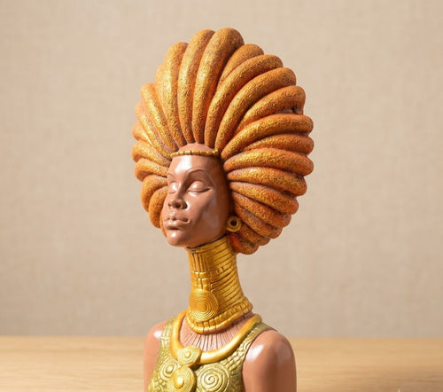 Abstract Muse Woman Face Bust Sculpture - Master Artisan Craftsmanship & Detail Angle | House of Mandana