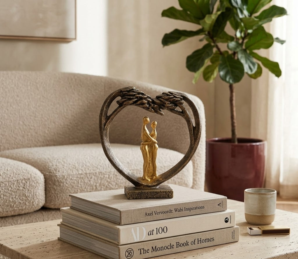 Eternal Bond Couple Heart-Framed Modern Sculpture