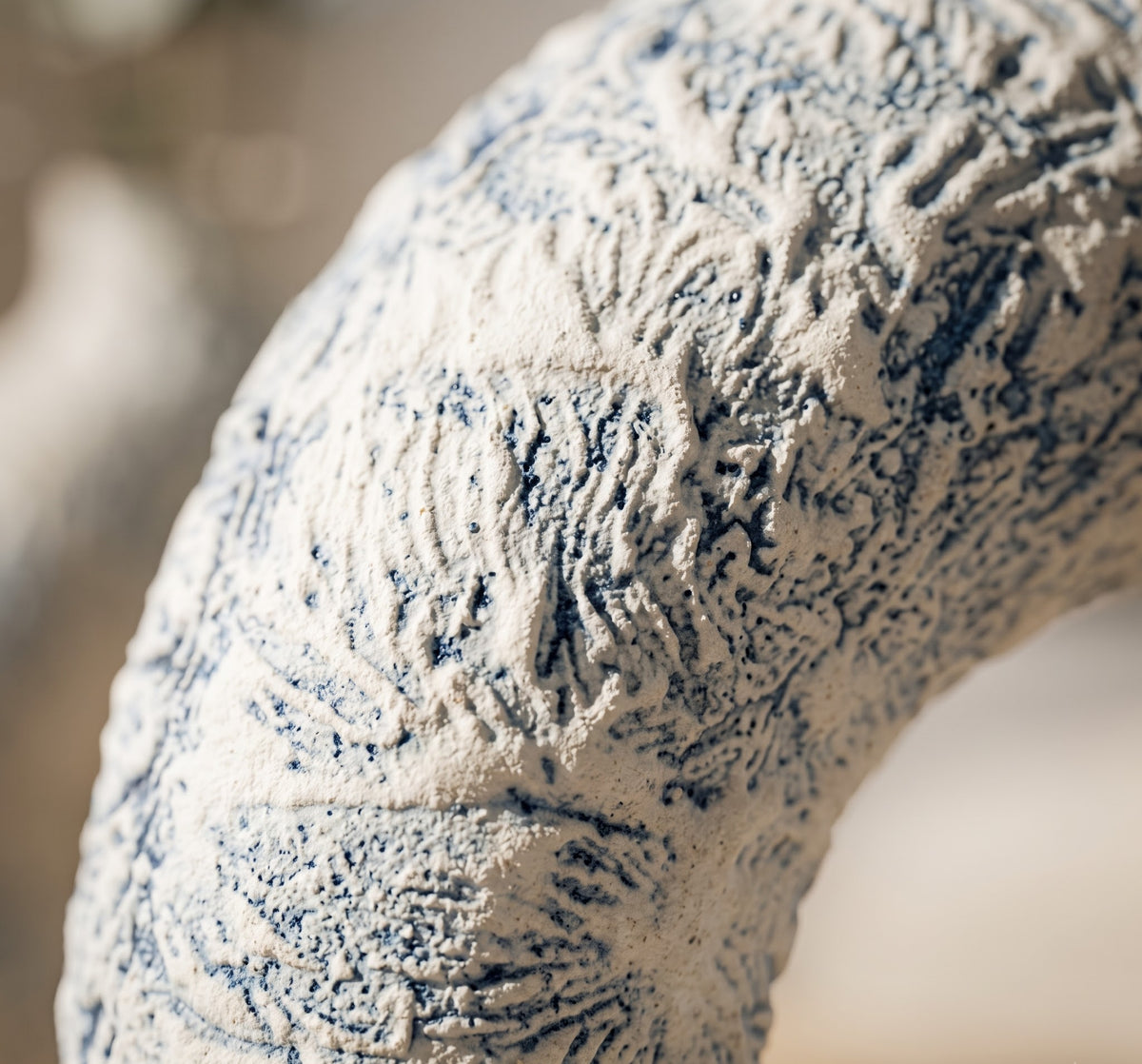 Sculptural Ring Vase – Aegean Blue - Detailed Artisan View 4 | House of Mandana