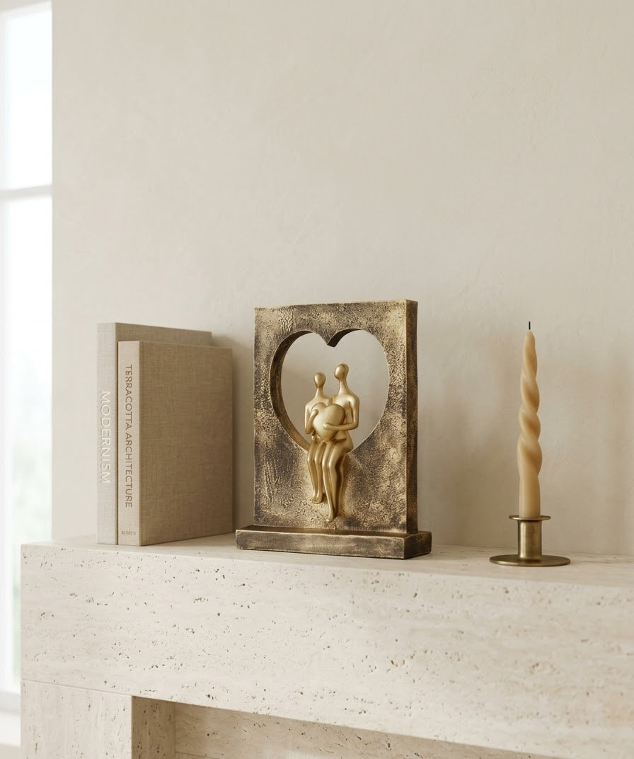 Heart of Gold Couple Romantic Harmony Sculpture