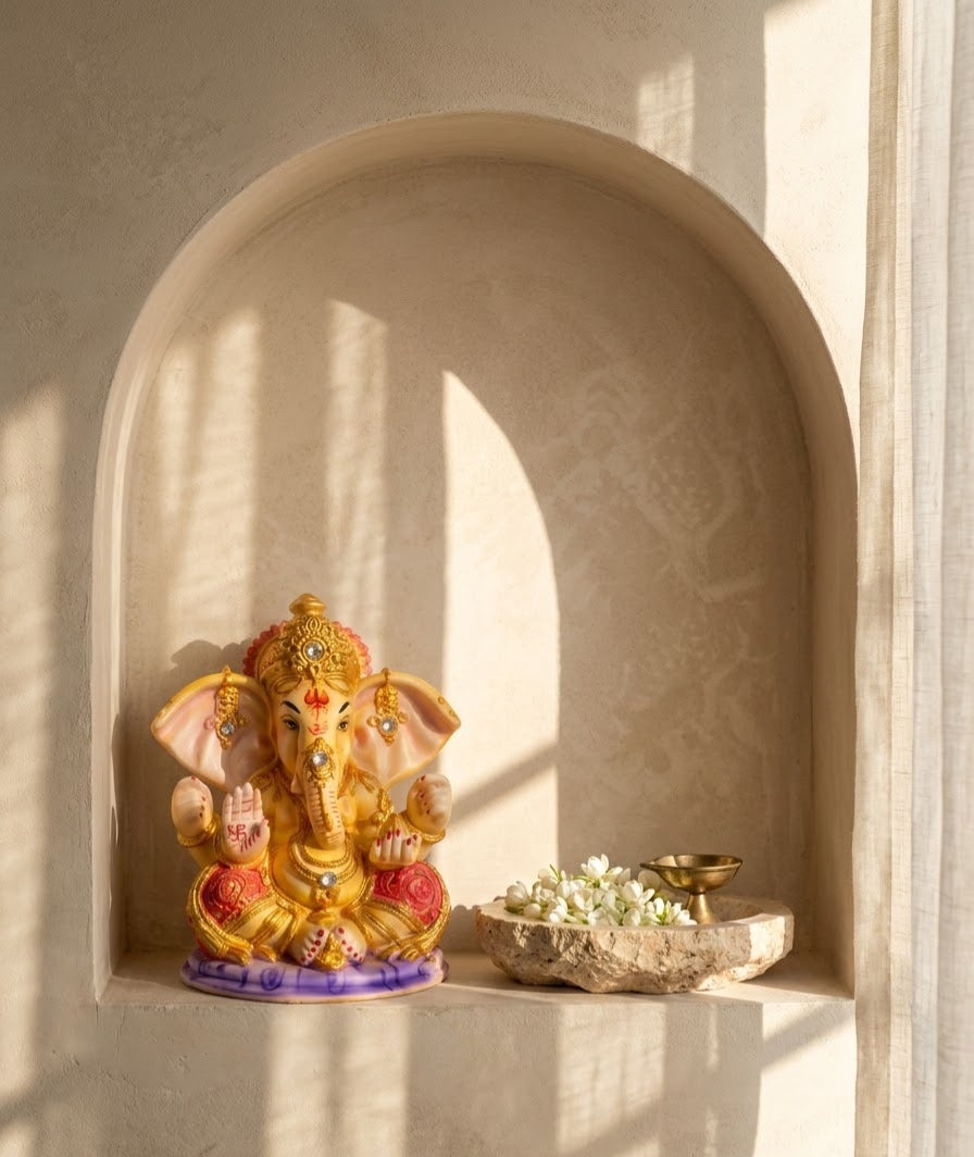 Sunlit Ganesha Blessing Handcrafted Idol