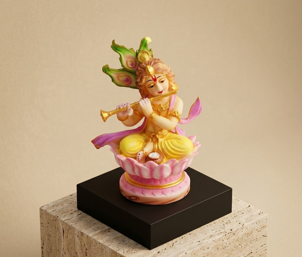 Little Krishna Blossom Handcrafted Lotus Altar Idol