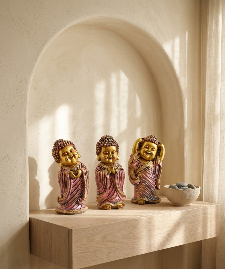 Radiant Little Monk Trio Figurine Set