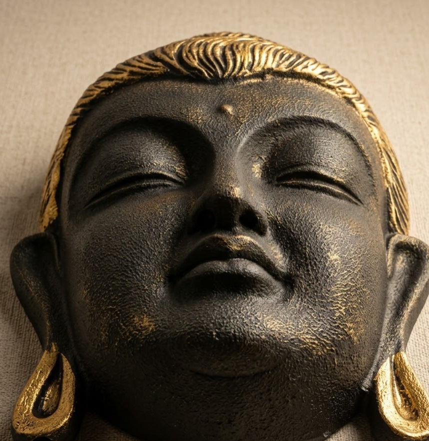 Serene Buddha Face Metal Wall Hanging - Living Room & Mandir Decor Placement | House of Mandana