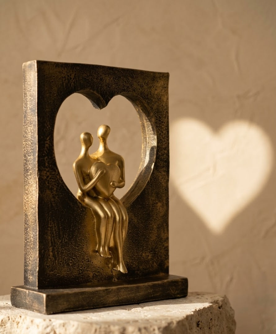 Heart of Gold Couple Romantic Harmony Sculpture