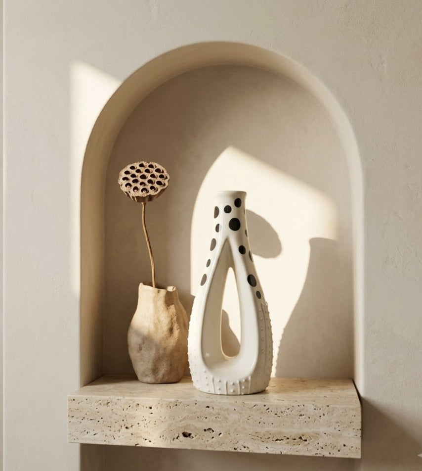 Sculpted Feminine Silhouette Ceramic Vase - Detailed Artisan View 5 | House of Mandana