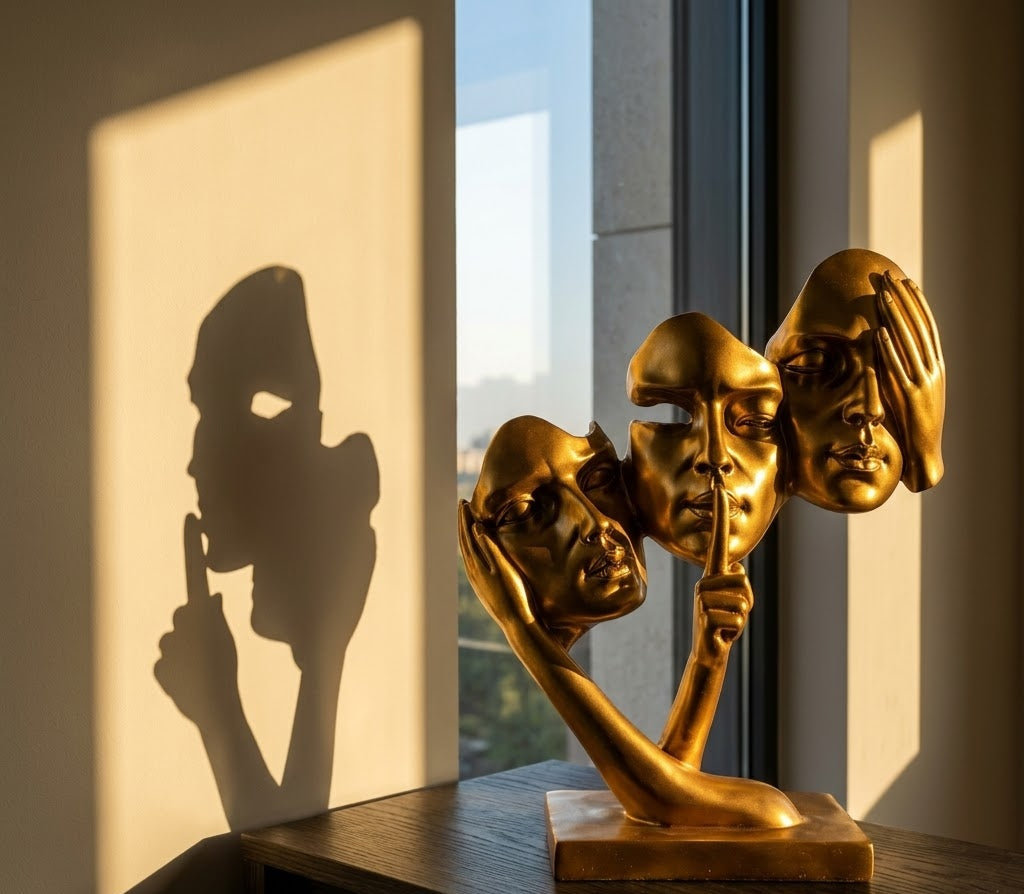 The Trinity: Three Faces Abstract Sculpture - Detailed Artisan View 4 | House of Mandana