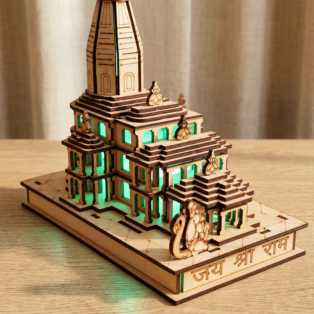 Handcrafted Wooden Ram Darbar Temple Decor - Living Room & Mandir Decor Placement | House of Mandana