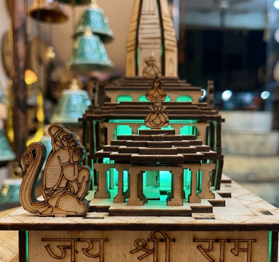 Handcrafted Wooden Ram Darbar Temple Decor - Master Artisan Craftsmanship & Detail Angle | House of Mandana