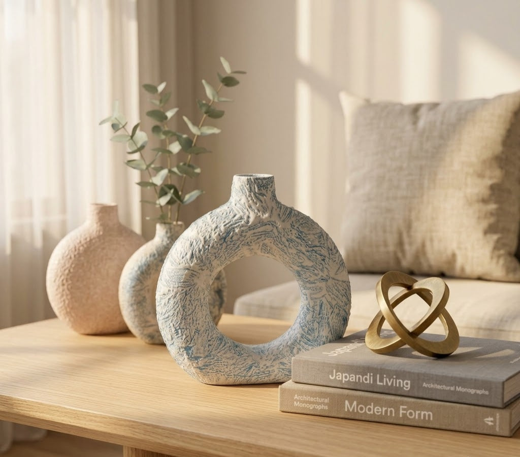 Sculptural Ring Vase – Aegean Blue - Handcrafted Solid Luxury Vases & Vessels | House of Mandana