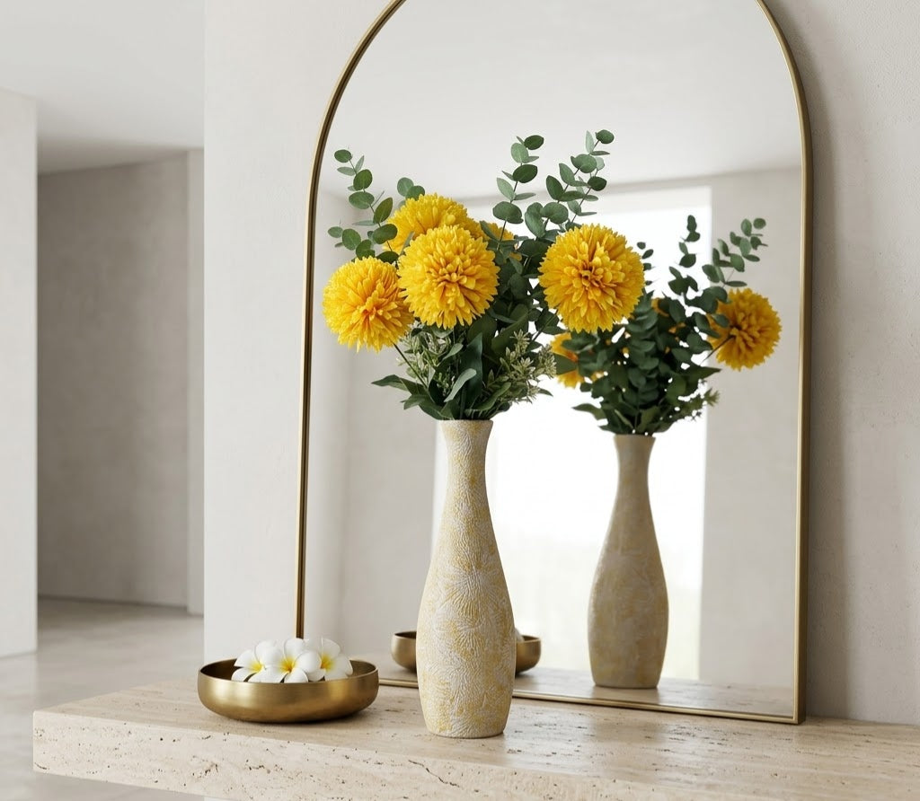 Artisanal Textured Floral Fluted Urn Vase - Detailed Artisan View 6 | House of Mandana