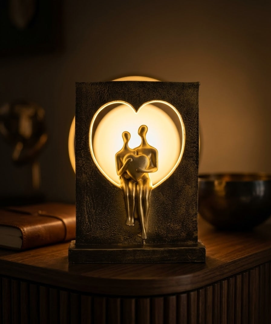 Heart of Gold Couple Romantic Harmony Sculpture