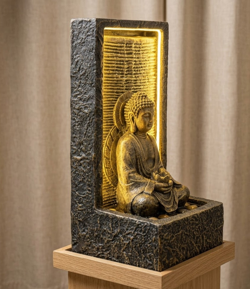 Bodhi Grove Cascading Buddha Water Fountain - Detailed Artisan View 5 | House of Mandana