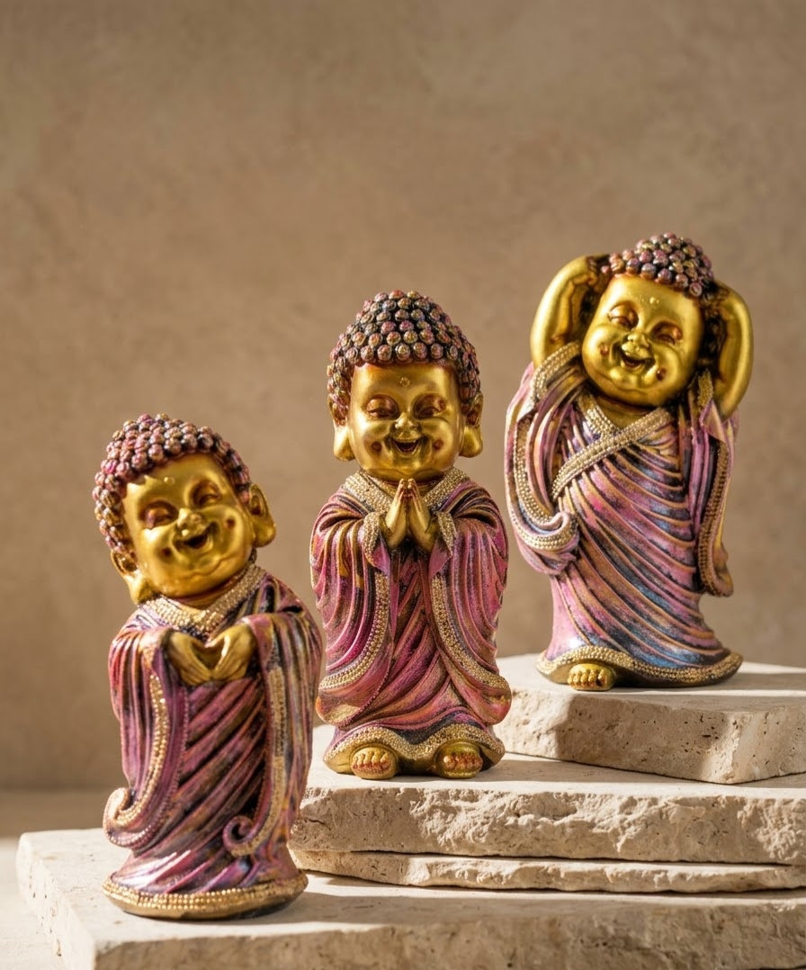 Radiant Little Monk Trio Figurine Set