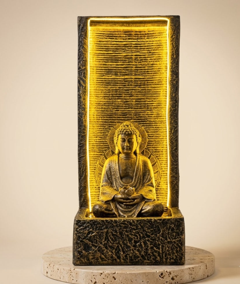 Bodhi Grove Cascading Buddha Water Fountain - Handcrafted Solid Luxury Decorative Fountains | House of Mandana