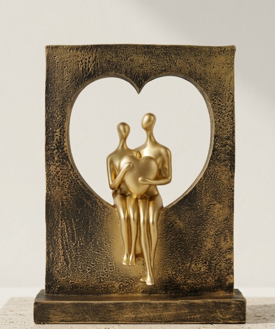 Heart of Gold Couple Romantic Harmony Sculpture