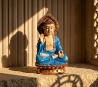 Azure Serenity Seated Buddha Statue