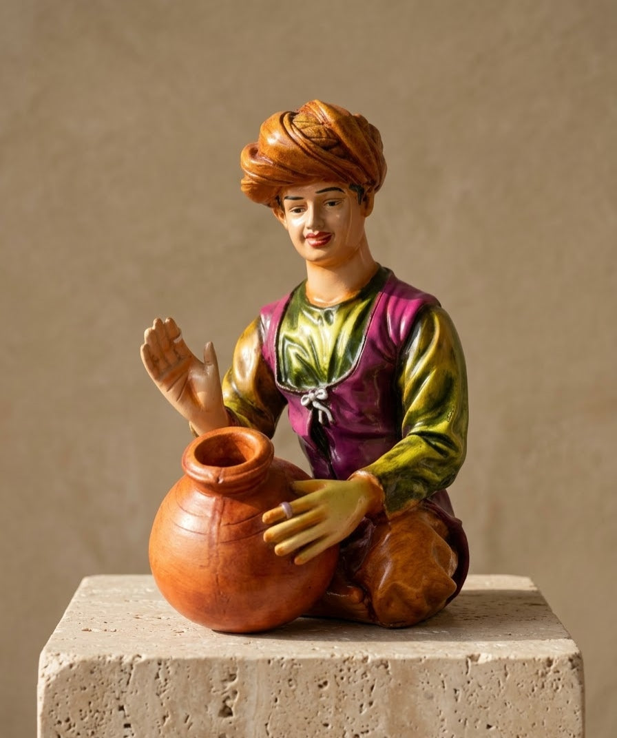 Rhythmic Folk Drummer Traditional Musician Figurine