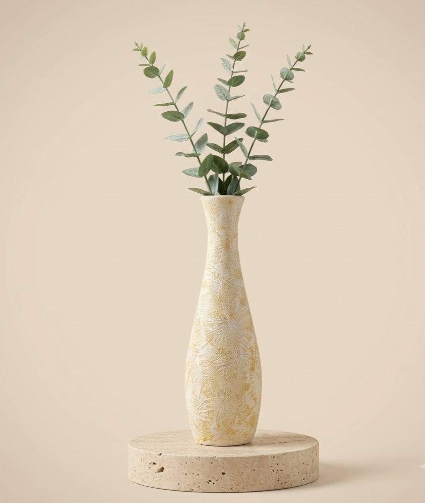 Artisanal Textured Floral Fluted Urn Vase - Handcrafted Solid Luxury Vases & Vessels | House of Mandana