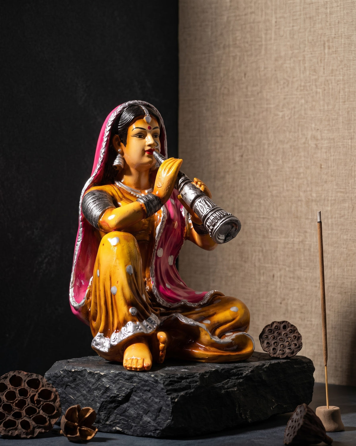 Folk Melody Flutist Handcrafted Musician Figurine