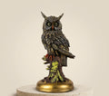 Guardian Owl Perched on Branch Sculpture - Handcrafted Solid Luxury Figurines & Sculptures | House of Mandana