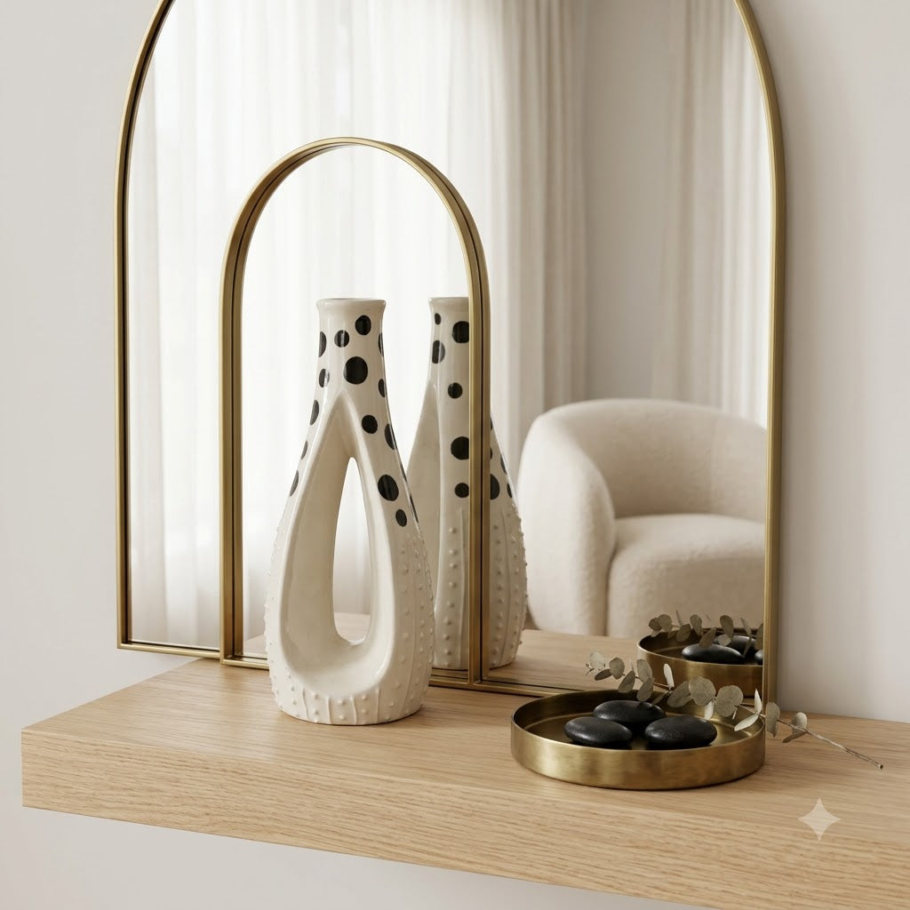 Sculpted Feminine Silhouette Ceramic Vase - Master Artisan Craftsmanship & Detail Angle | House of Mandana