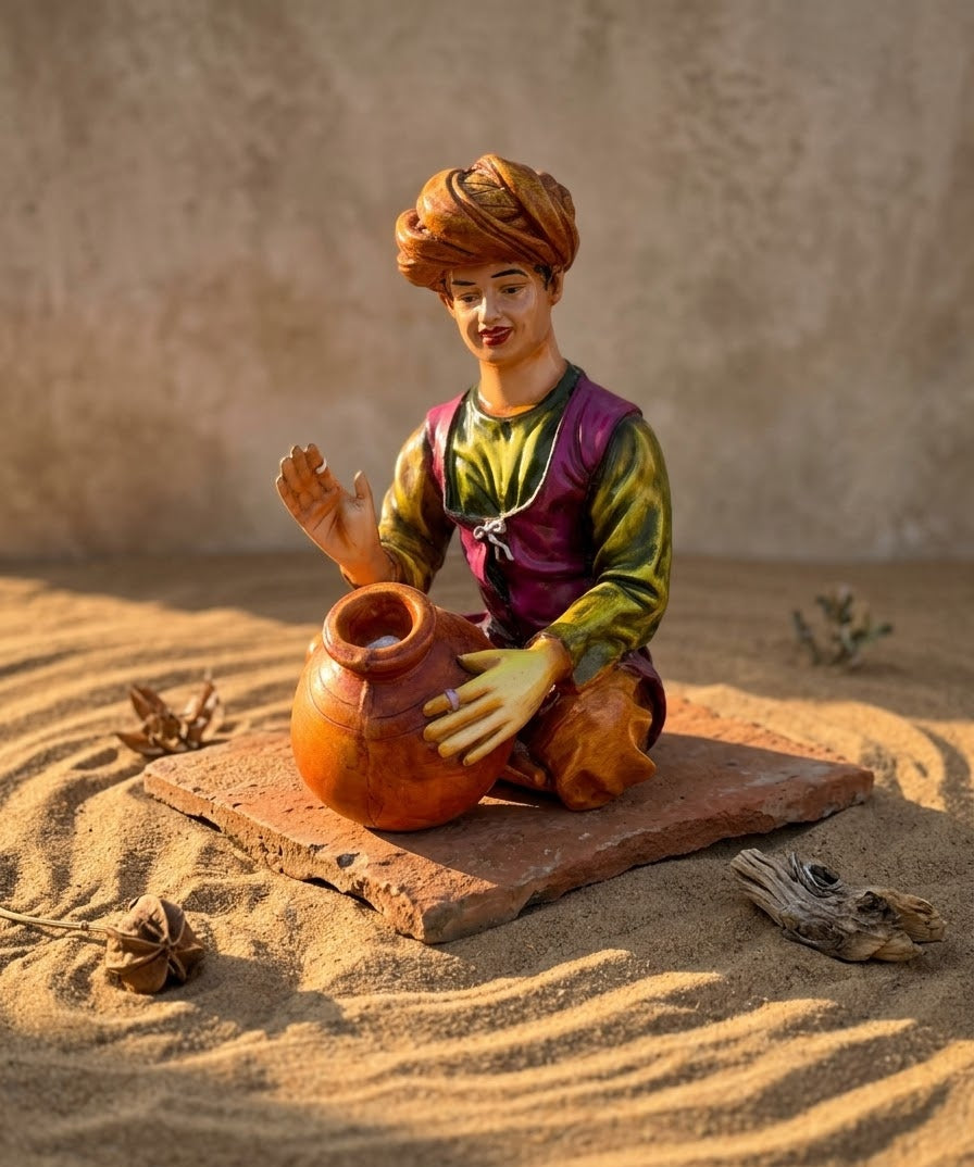 Rhythmic Folk Drummer Traditional Musician Figurine