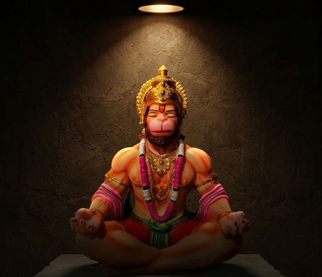 Meditative Hanuman Handcrafted Sacred Altar Idol