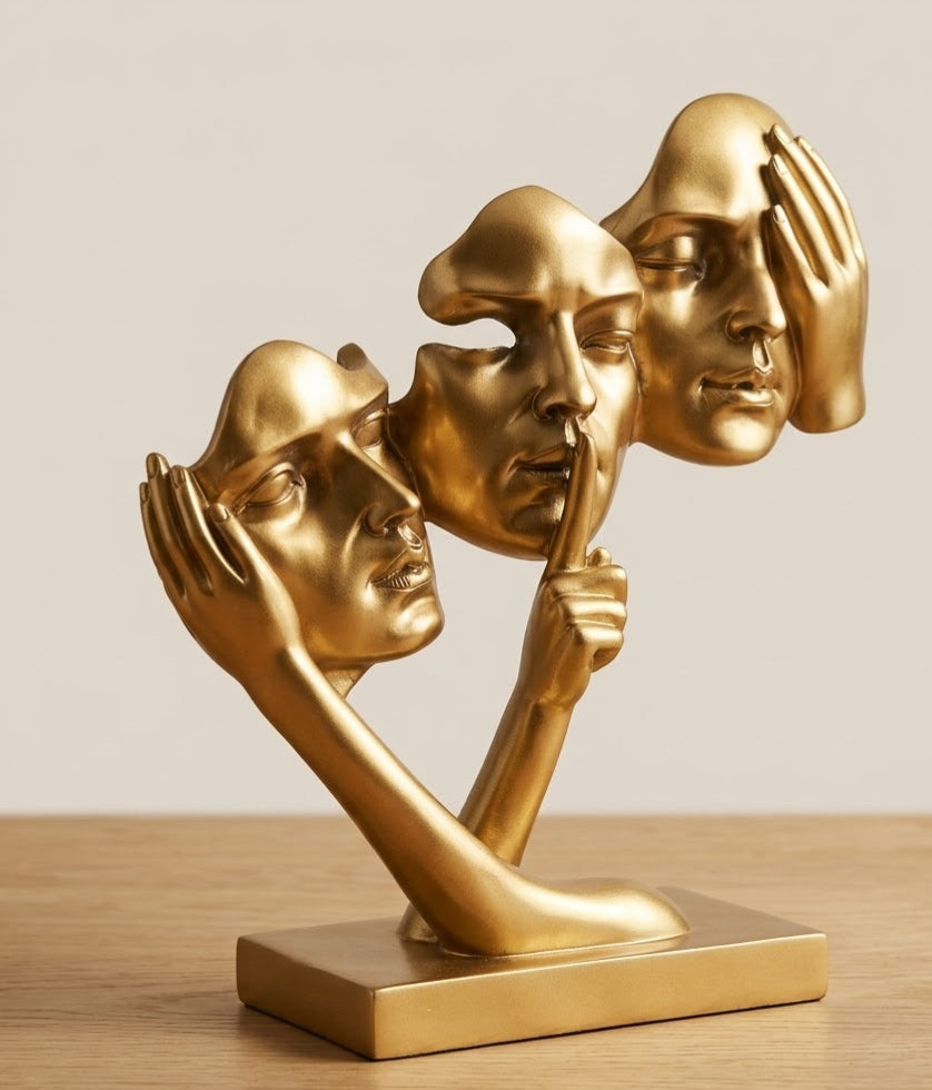 The Trinity: Three Faces Abstract Sculpture - Handcrafted Solid Luxury Figurines & Sculptures | House of Mandana