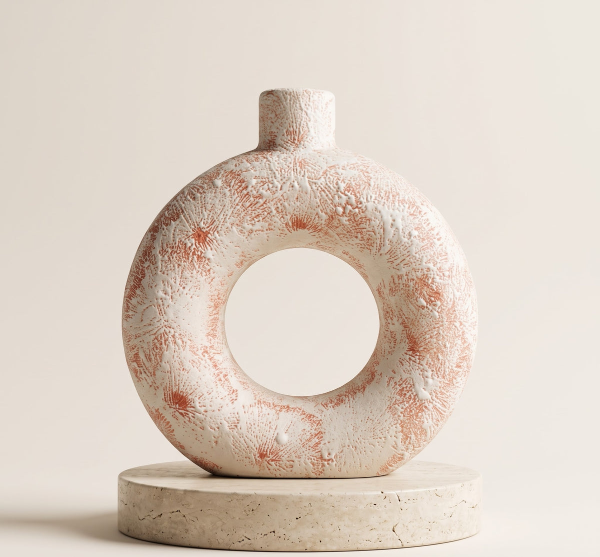 Sculptural Ring Vase – Terracotta Coral - Detailed Artisan View 5 | House of Mandana
