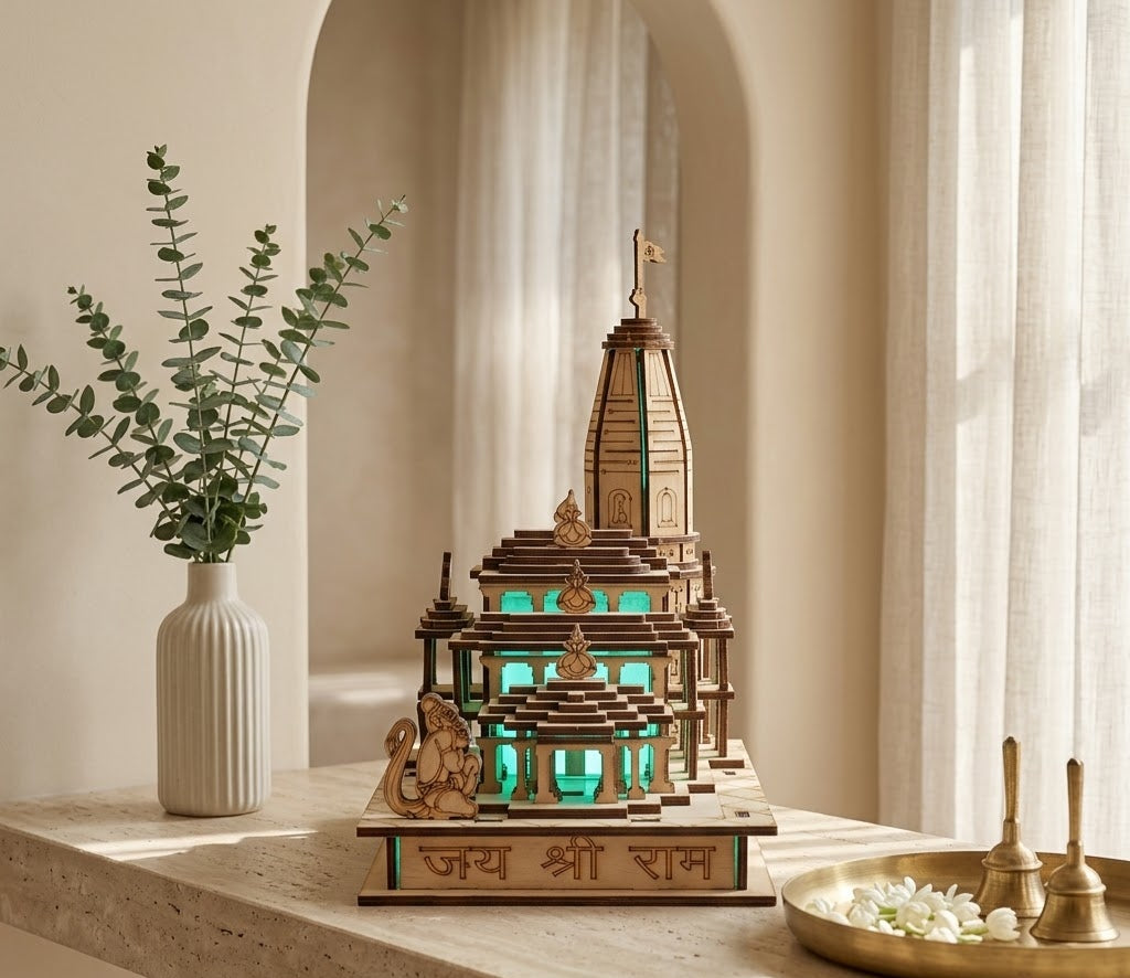 Handcrafted Wooden Ram Darbar Temple Decor - Detailed Artisan View 4 | House of Mandana