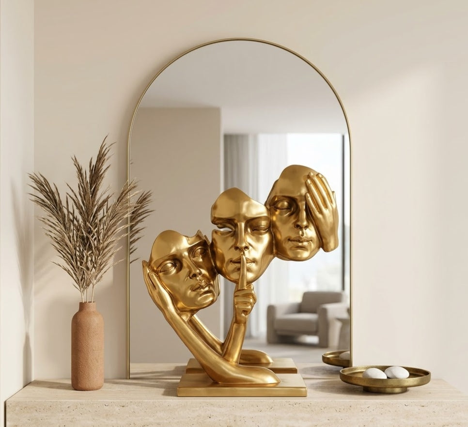 The Trinity: Three Faces Abstract Sculpture - Detailed Artisan View 5 | House of Mandana