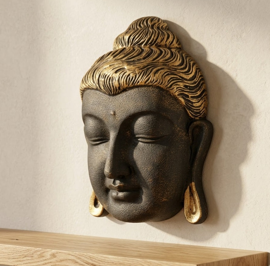 Serene Buddha Face Metal Wall Hanging - Handcrafted Solid Luxury Buddha & Zen Decor | House of Mandana