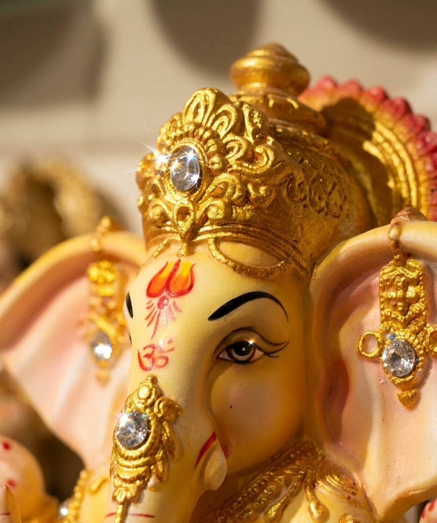 Sunlit Ganesha Blessing Handcrafted Idol