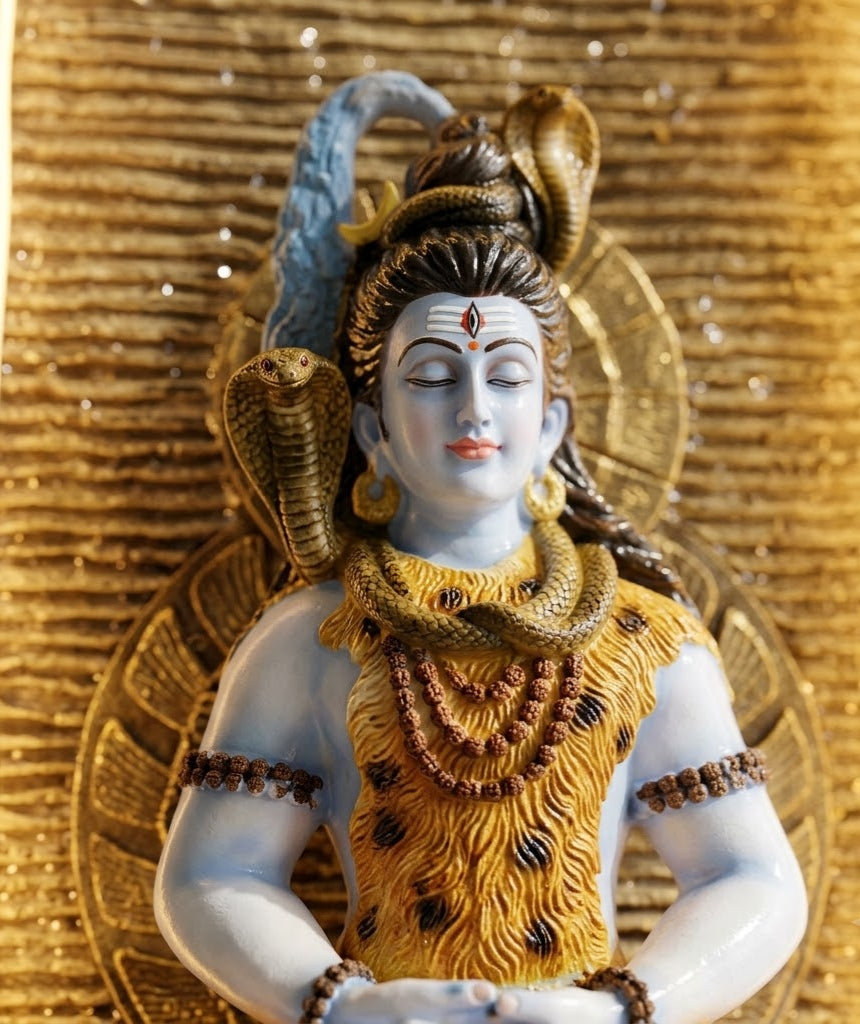 Meditating Lord Shiva Cascading Water Feature - Detailed Artisan View 4 | House of Mandana