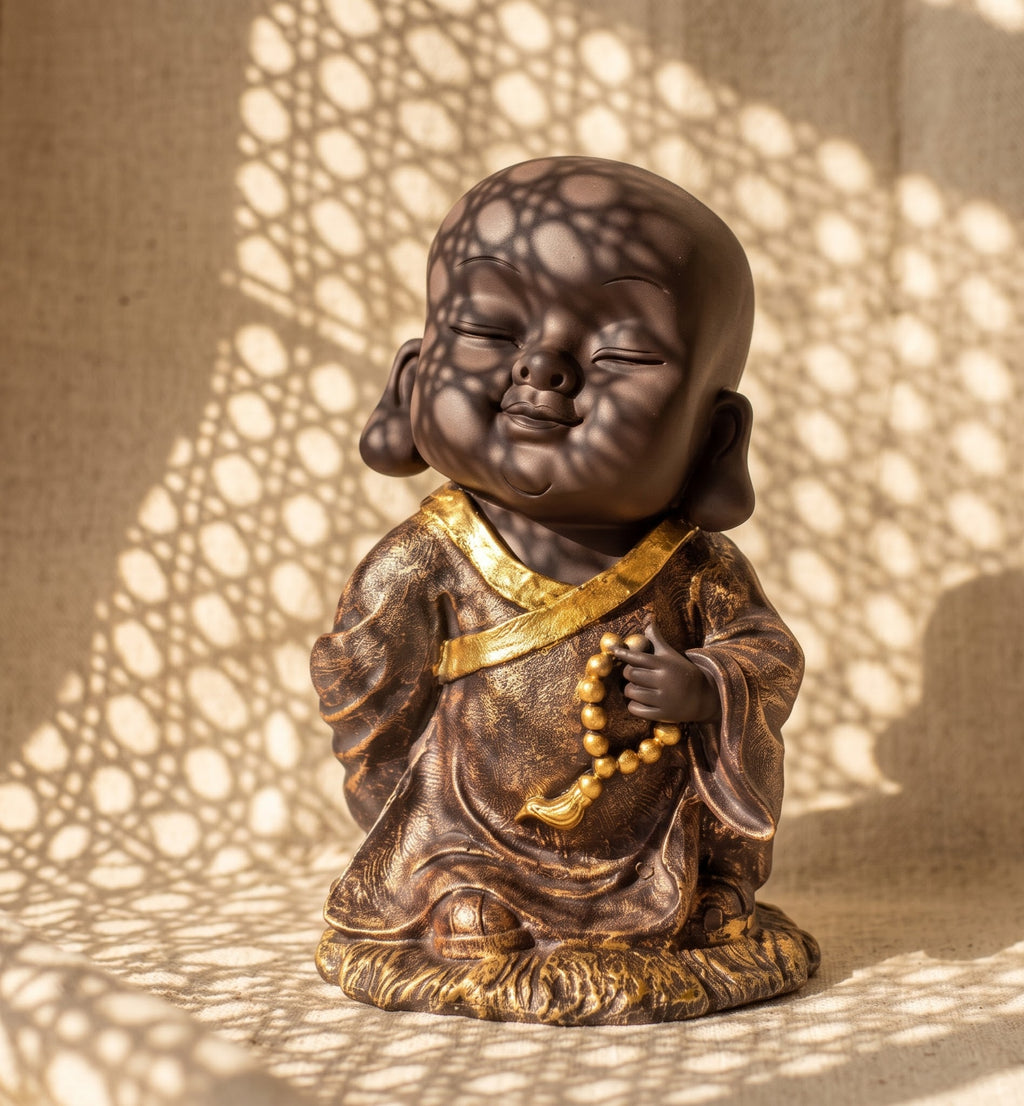 Mala of Stillness Monk Meditative Altar Figurine