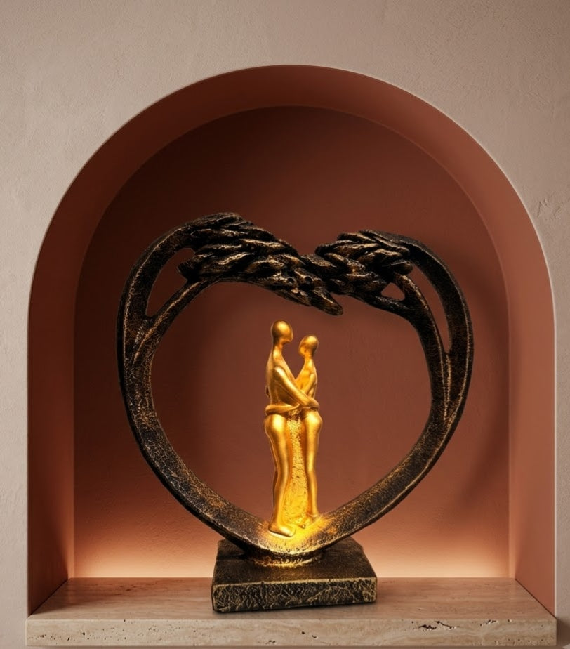 Eternal Bond Couple Heart-Framed Modern Sculpture