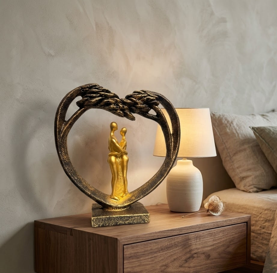 Eternal Bond Couple Heart-Framed Modern Sculpture