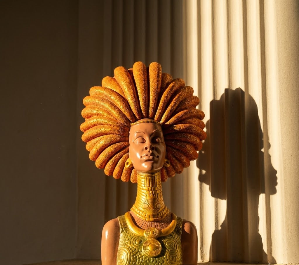 Abstract Muse Woman Face Bust Sculpture - Handcrafted Solid Luxury Figurines & Sculptures | House of Mandana