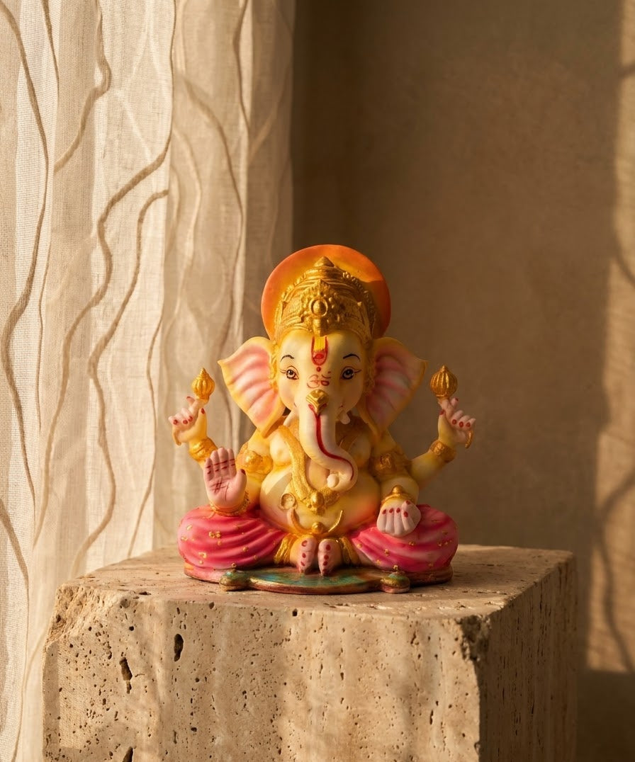 Rose Aura Ganesha Handcrafted Murti
