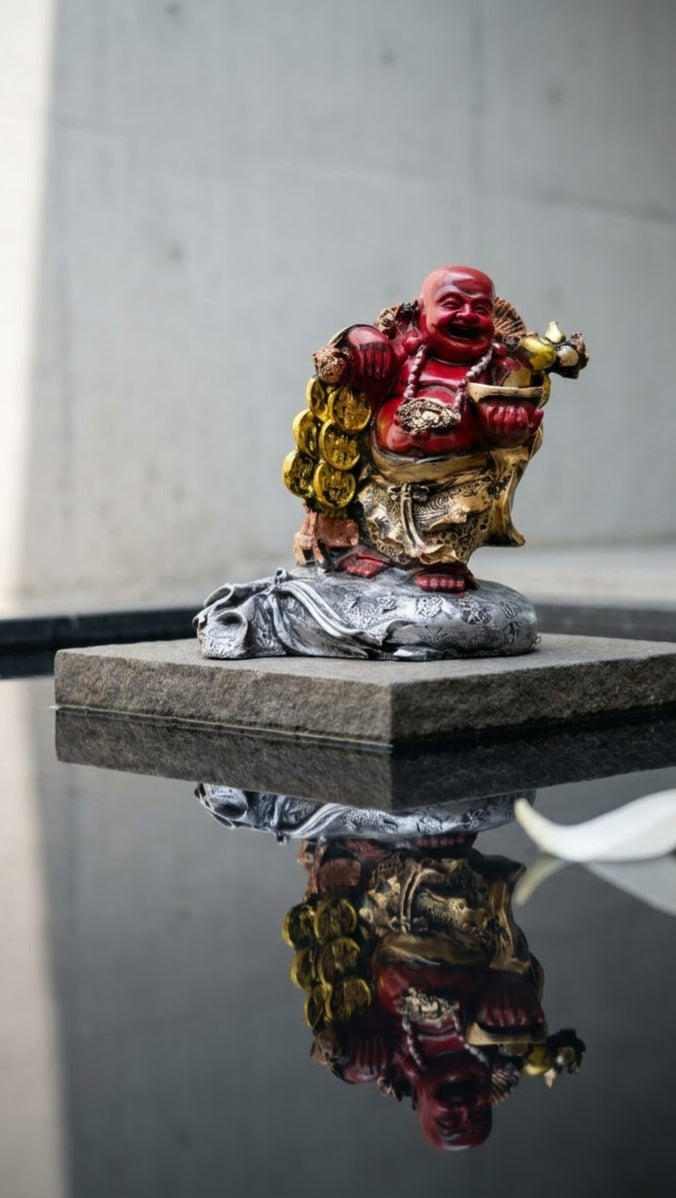 Copper Joy Laughing Buddha Antique Sculpture