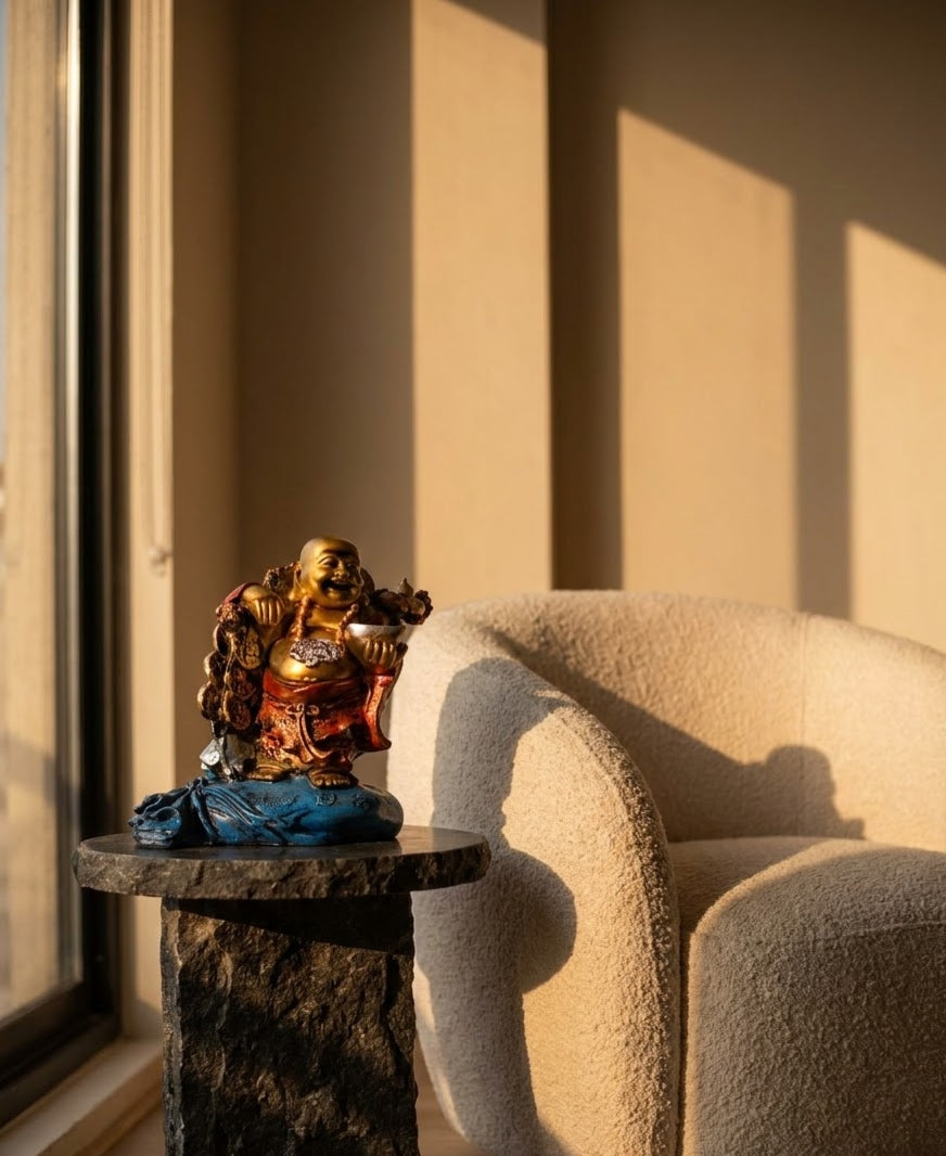 Crimson Fortune Laughing Buddha Statue