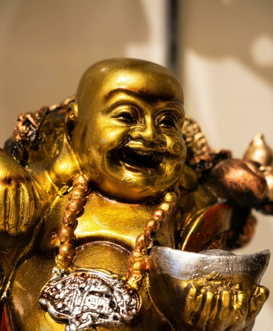 Crimson Fortune Laughing Buddha Statue