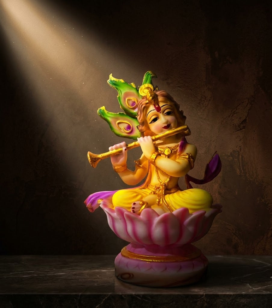 Little Krishna Blossom Handcrafted Lotus Altar Idol