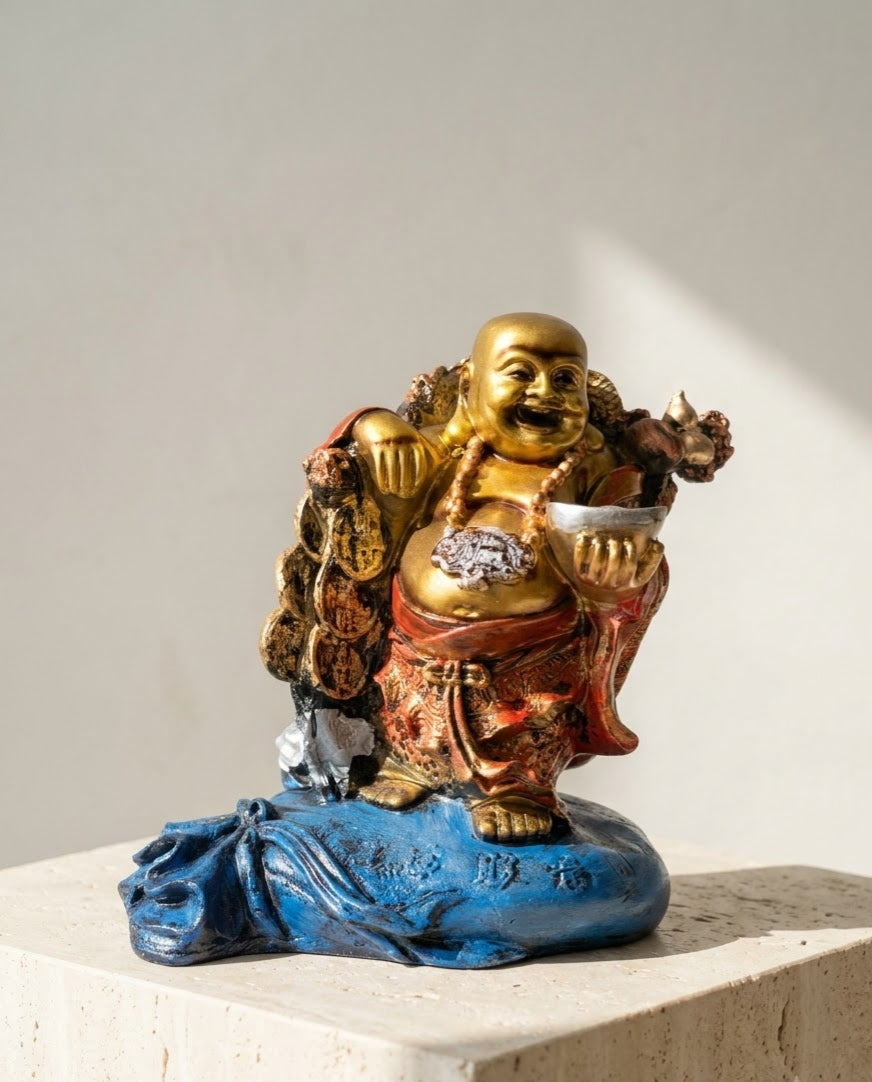 Crimson Fortune Laughing Buddha Statue
